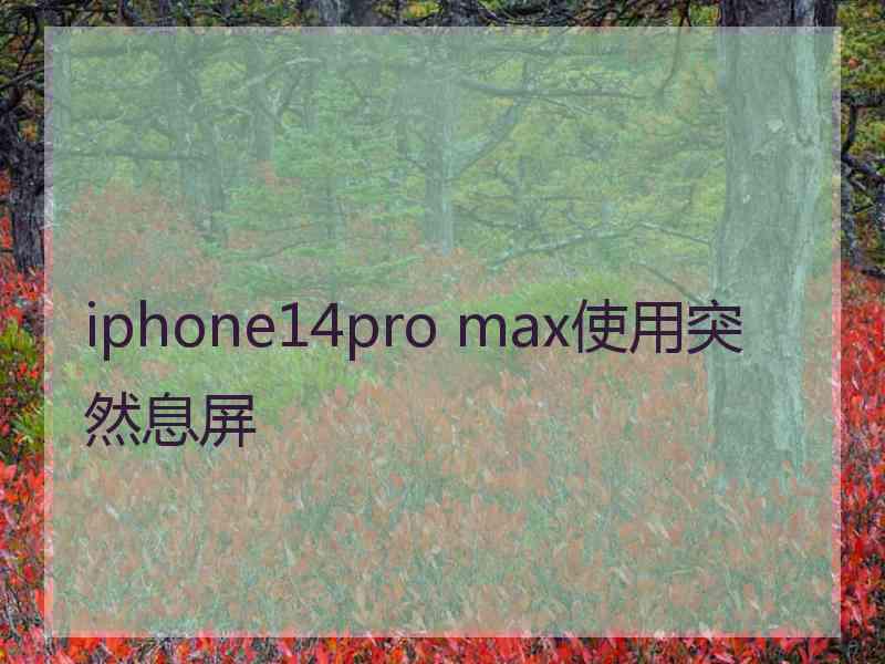 iphone14pro max使用突然息屏