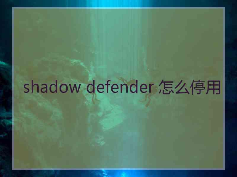 shadow defender 怎么停用