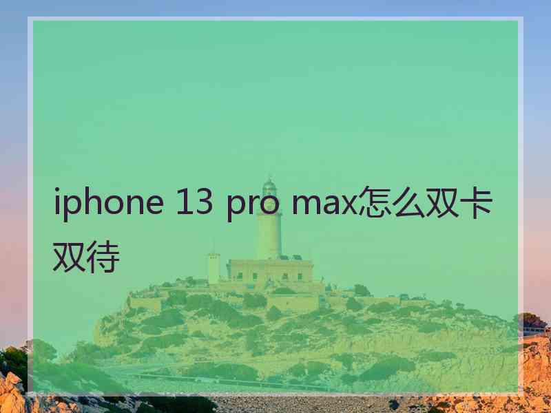 iphone 13 pro max怎么双卡双待