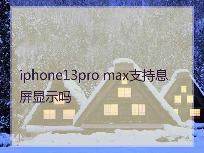 iphone13pro max支持息屏显示吗