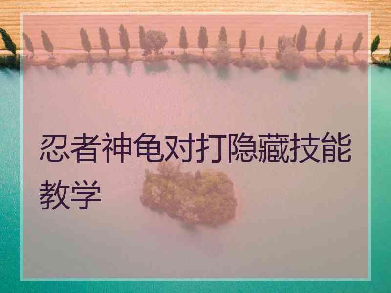 忍者神龟对打隐藏技能教学