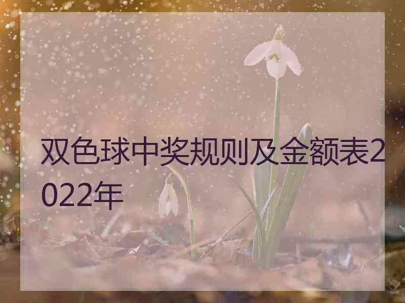 双色球中奖规则及金额表2022年