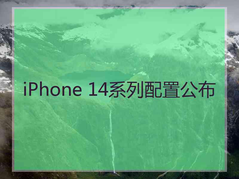 iPhone 14系列配置公布