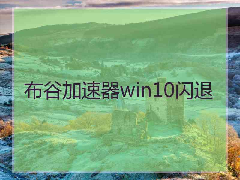 布谷加速器win10闪退