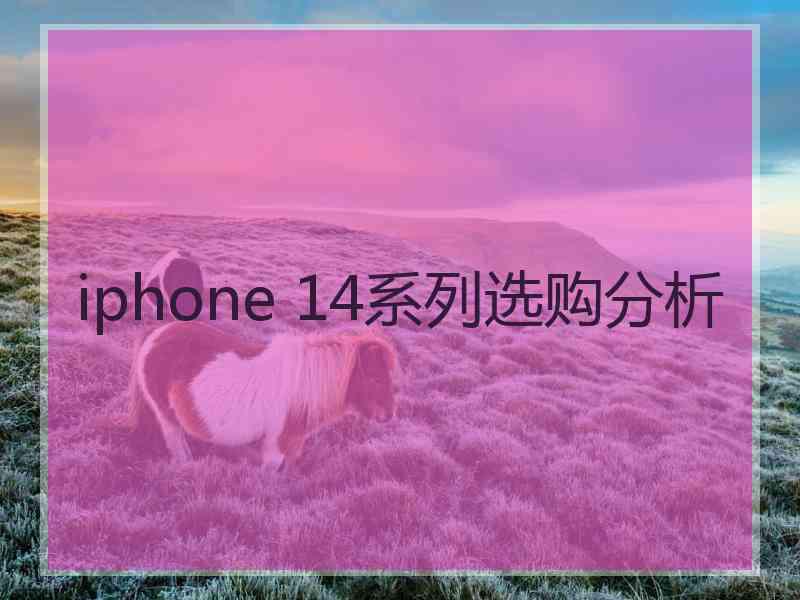 iphone 14系列选购分析